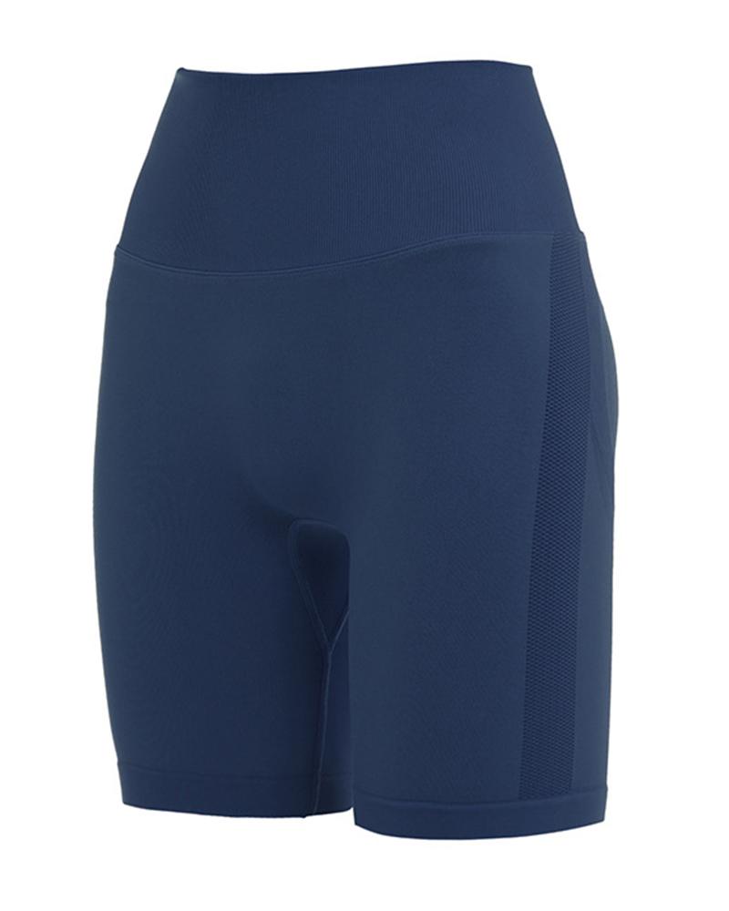 Solid Butt Lifting High Waist Sports Shorts-Pinkami