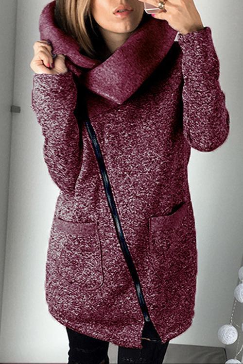 Casual Side Zip Coat Jacket Coat-Pinkami