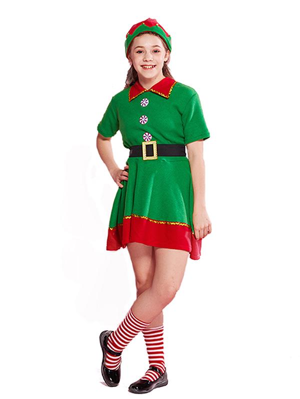 Girls Christmas Elf Costume-Pinkami