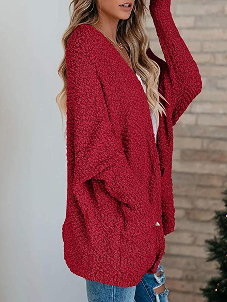 Double Pocket Toothbrush Yarn Cardigan-Pinkami