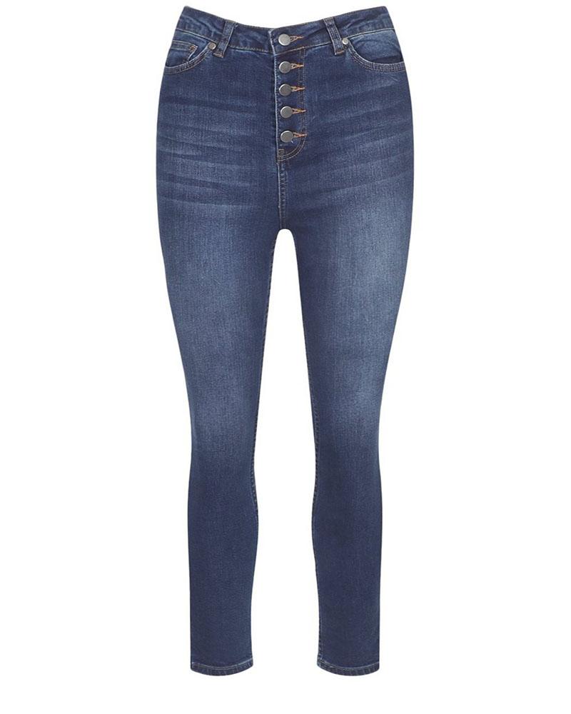Women High Waisted Button Front Skinny Jeans-Pinkami