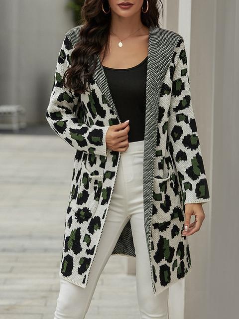 Spot Leopard Print Slim Cardigan-Pinkami