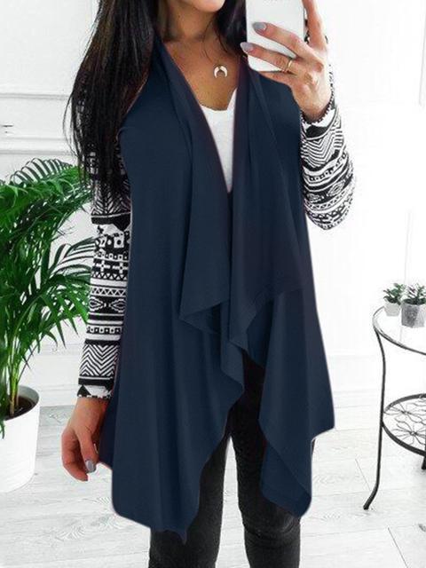 Long Printed Sleeve Casual Cardigan-Pinkami