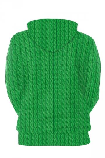 Drawstring Reindeer Xmas Hoodie Oliver Green-Pinkami