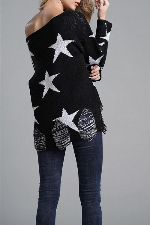 Stars Open Comfort Sweater-Pinkami