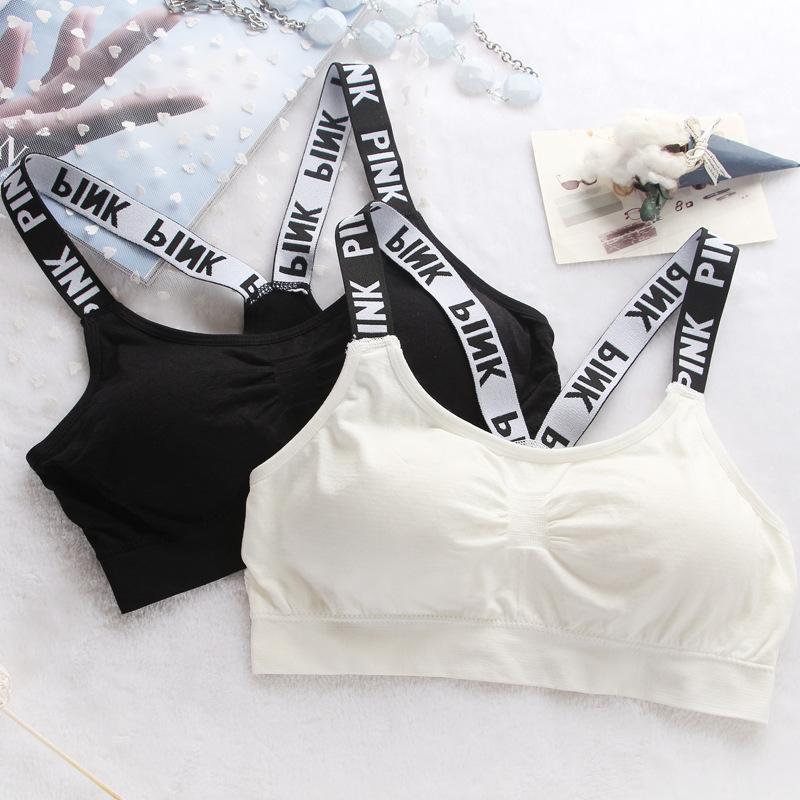 Fitness workout padded sports bra - Sporty - Quick dry - Black/White-Pinkami