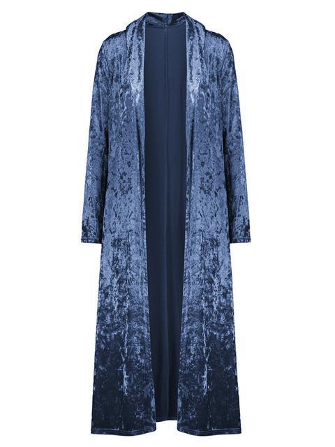 Solid Color Velvet Long Sleeved Long Cardigan-Pinkami