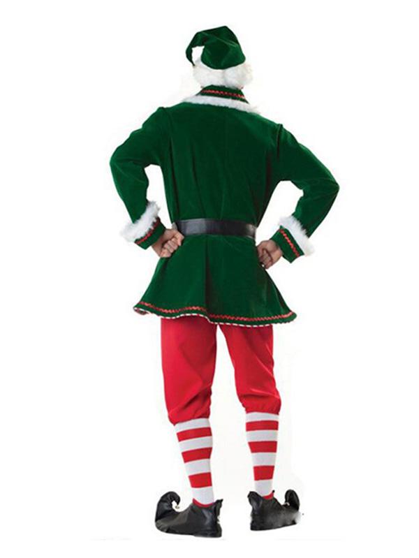 Men's Elf Costume Christmas Santa Helper Costume-Pinkami