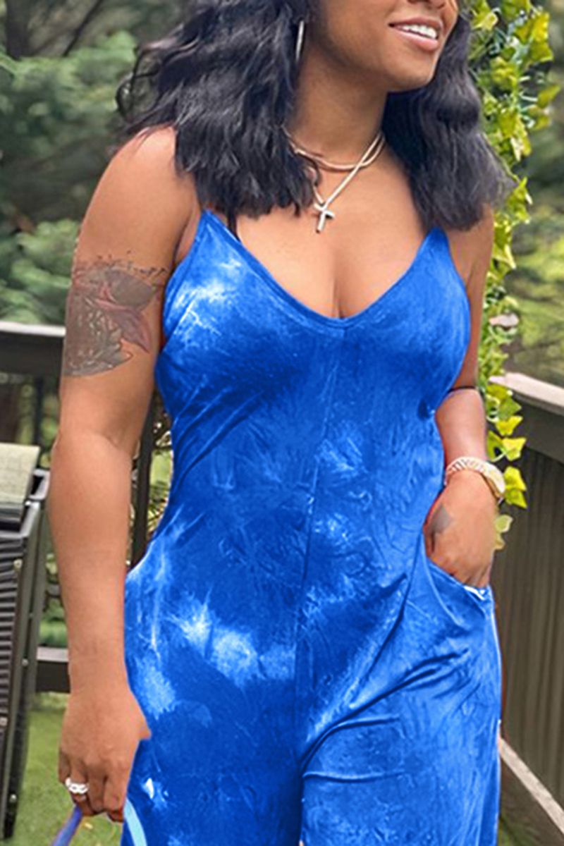Tie Dye Slant Pocket Cami Jumpsuit