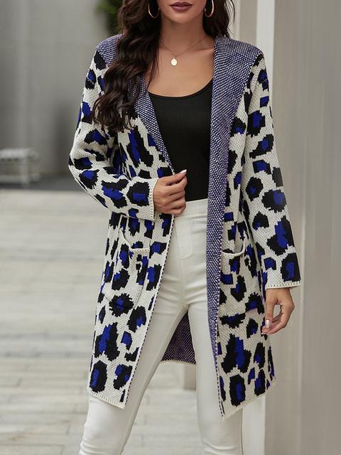 Spot Leopard Print Slim Cardigan-Pinkami