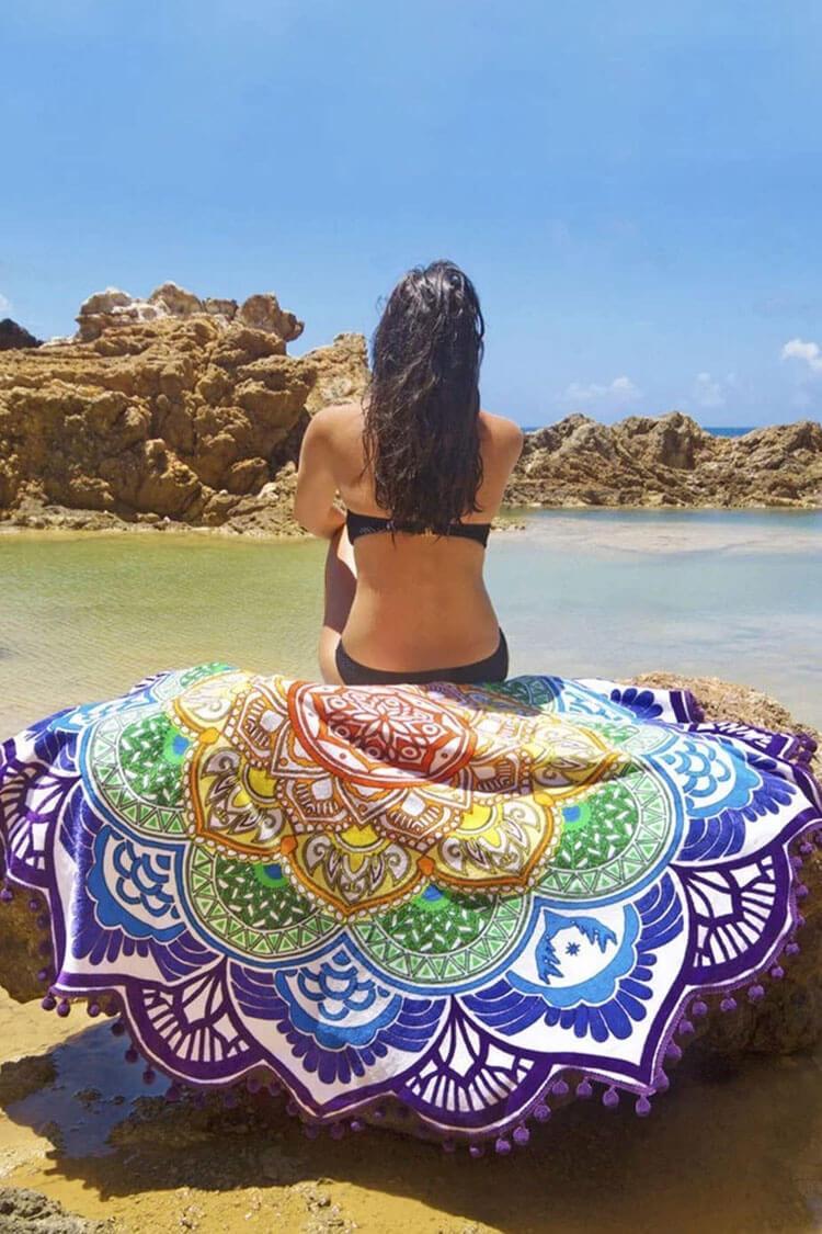 Blooming Flower Pompon Fluffy Beach Towel