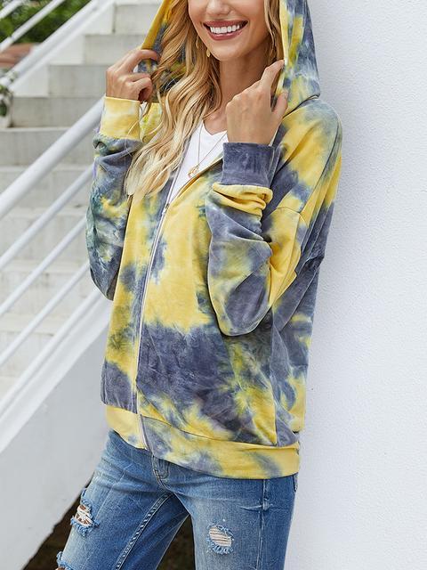 Tie-dye Print Zipper Cardigan Coat-Pinkami