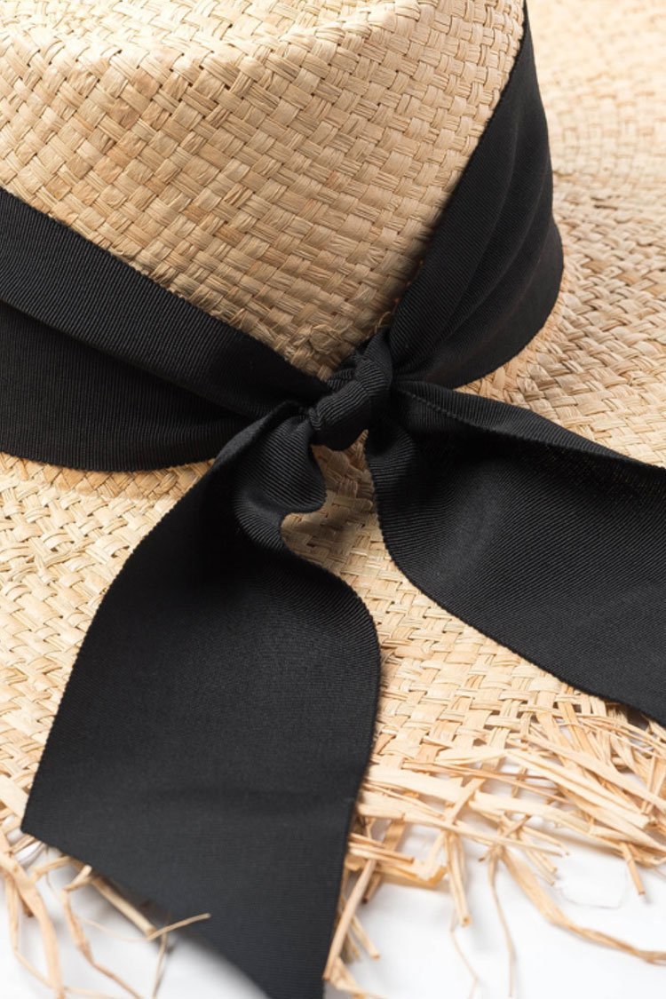 Frayed Trim Beach Straw Sun Hat-Pinkami