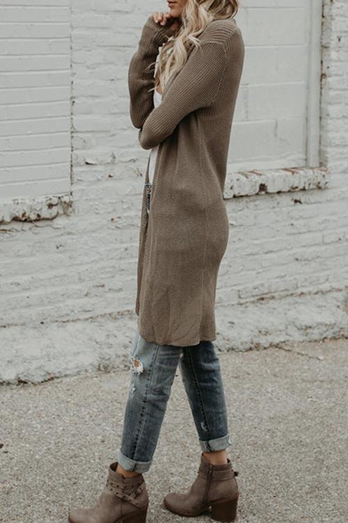Solid Color Long Loose Sweater-Pinkami