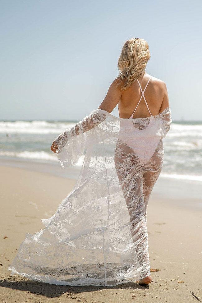 Fairytale Lace Long Sleeve Maxi Sheer Cover Up-Pinkami