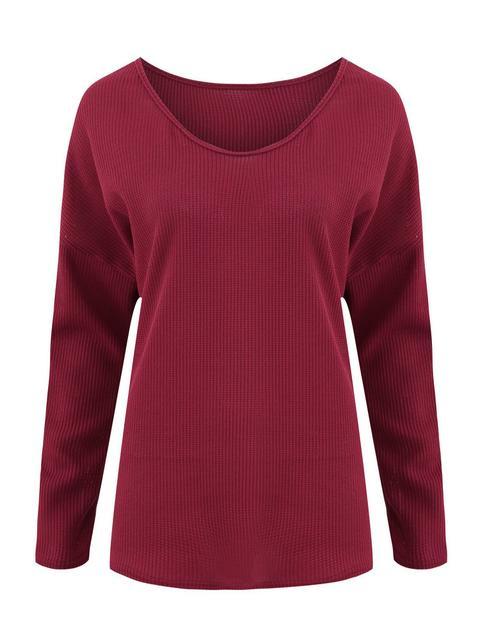 Solid Ribbed V-Neck Lightweight Sweaters-Pinkami