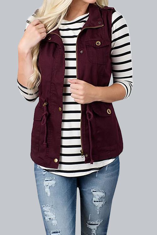 Sleeveless Button Autumn And Winter Vest-Pinkami