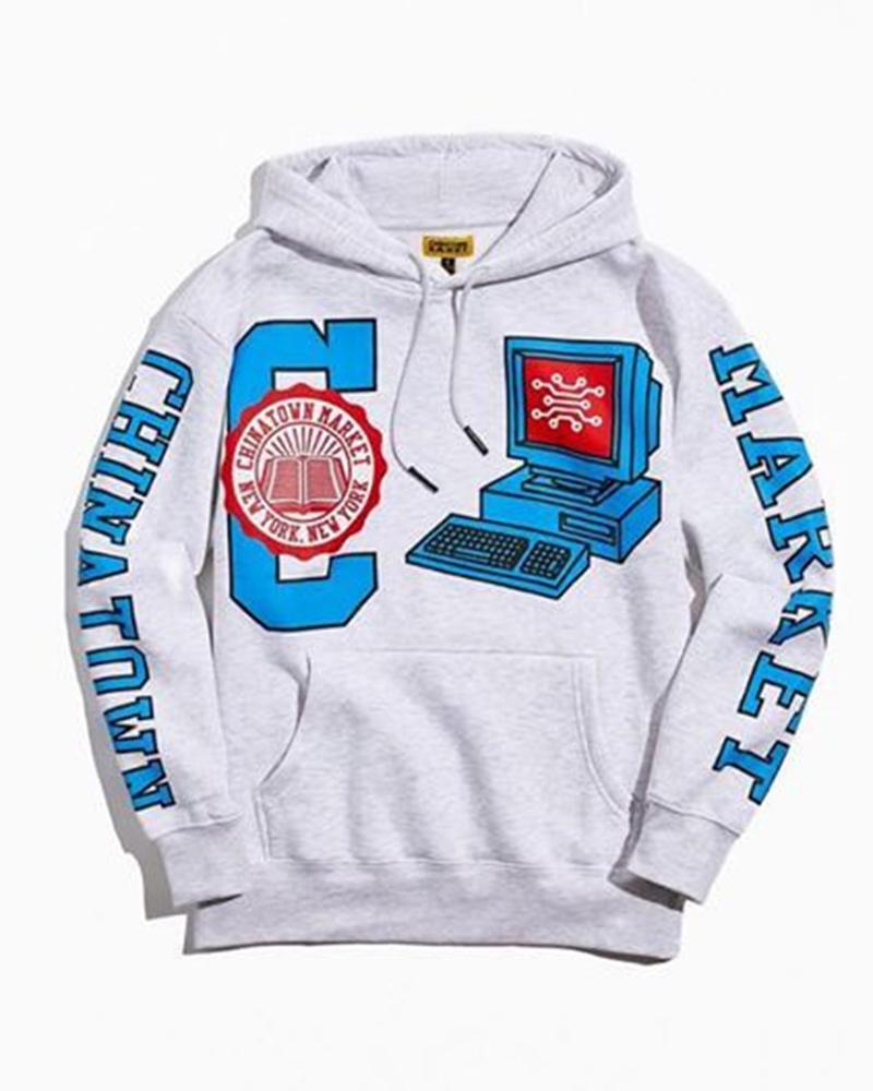 Letter & Graphic Print Hooded Top & Pants Set