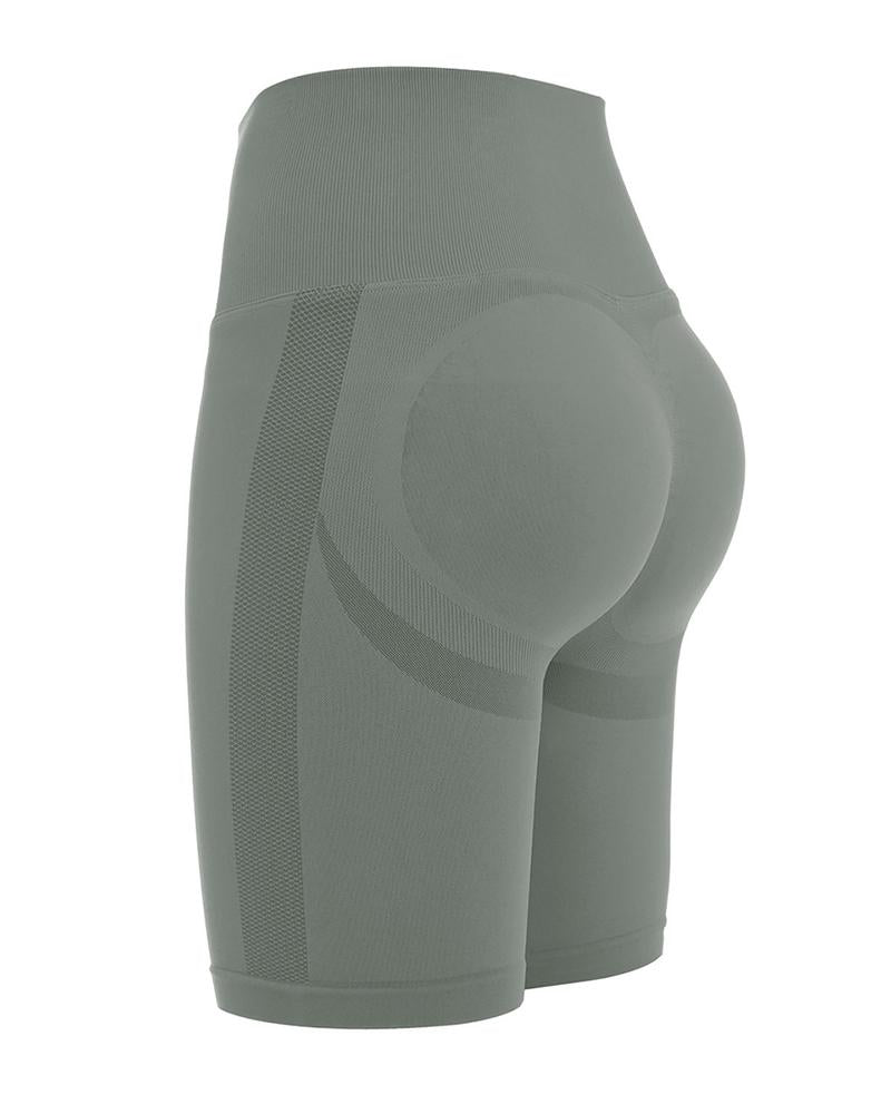 Space Dye Textured Seamless Butt Lifting Sports Shorts-Pinkami