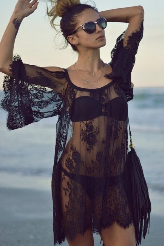 Cold Shoulder Cover Up Dress-Pinkami