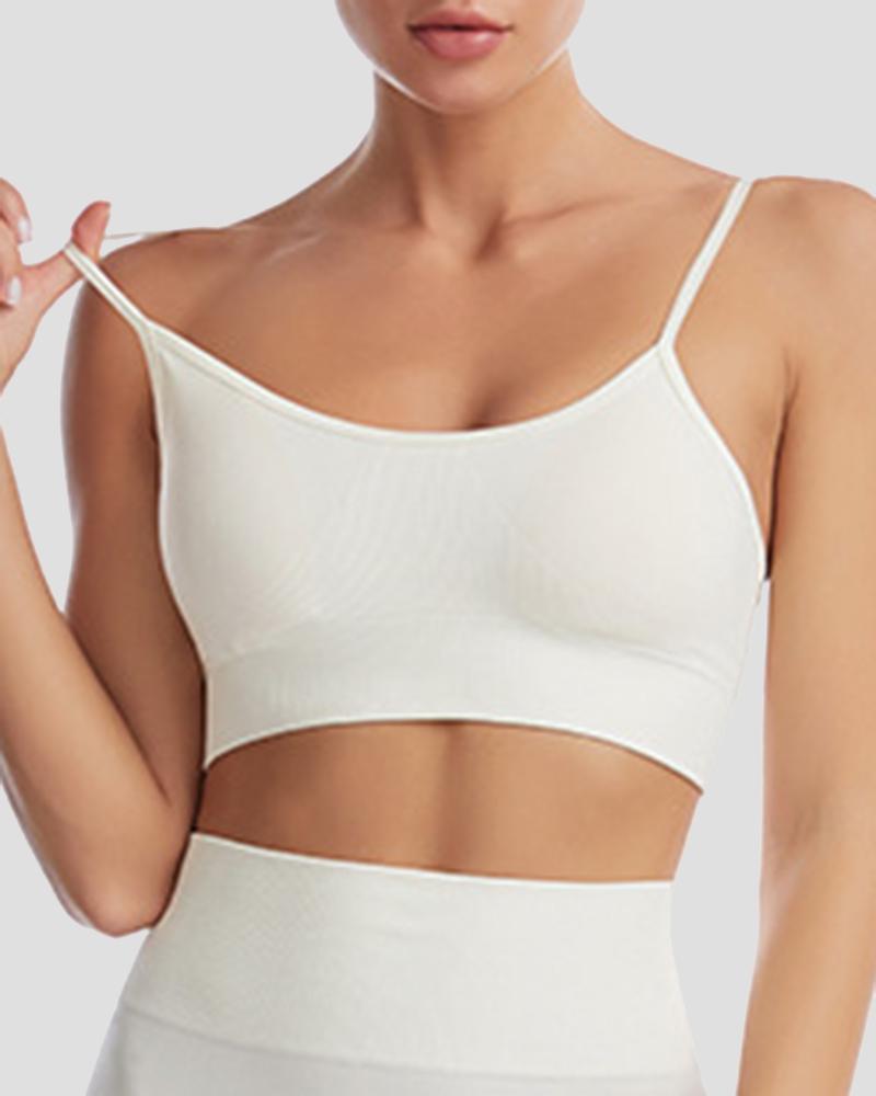 Solid Ribbed Knit Sports Bra-Pinkami
