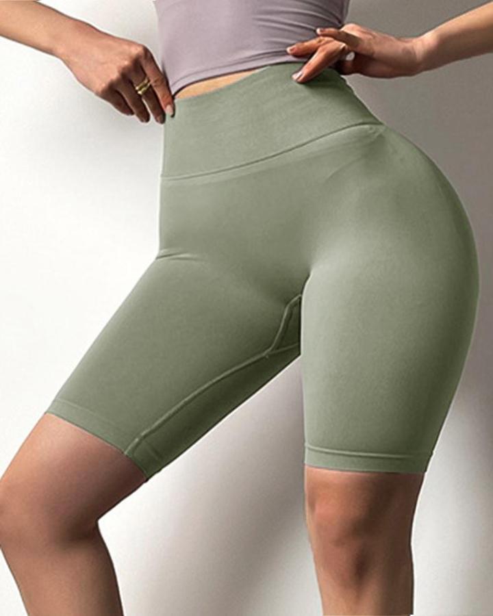 Scrunch Butt Lifting High Waist Sports Biker Shorts-Pinkami