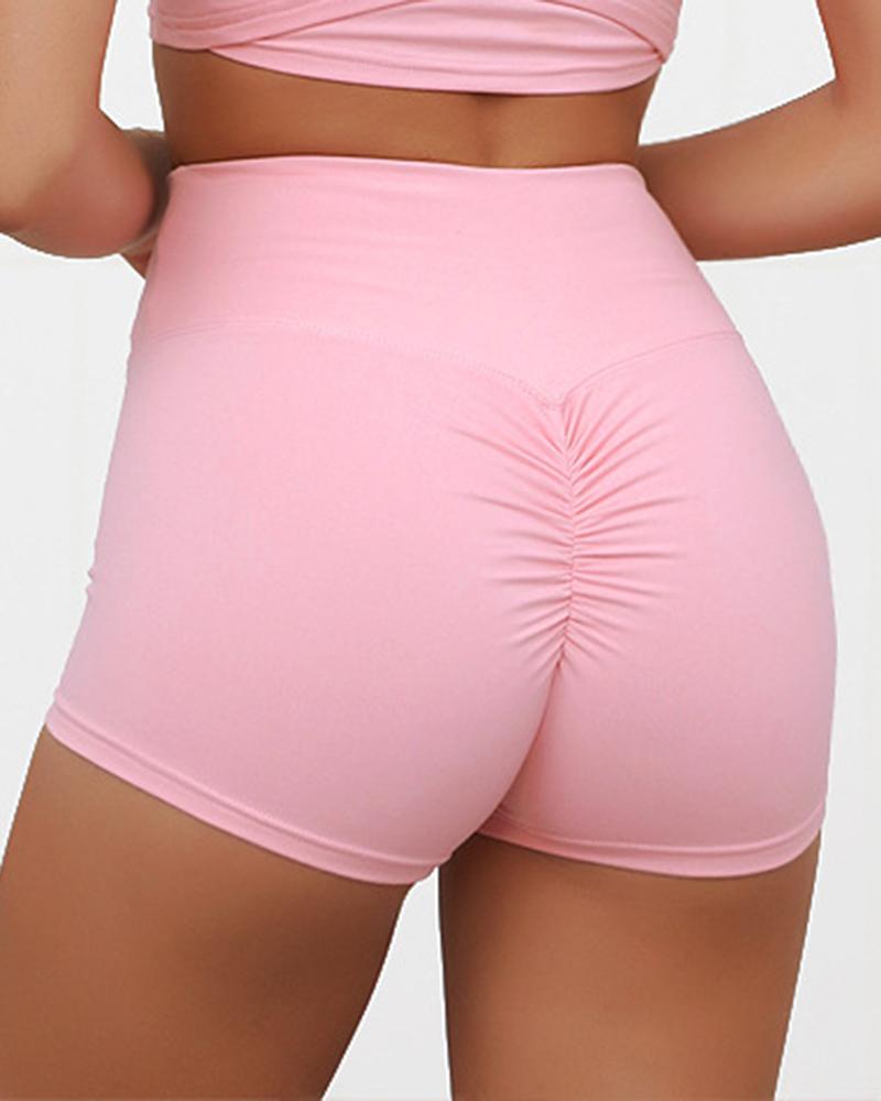 Scrunch Butt High Waist Hip Lift Sports Shorts-Pinkami