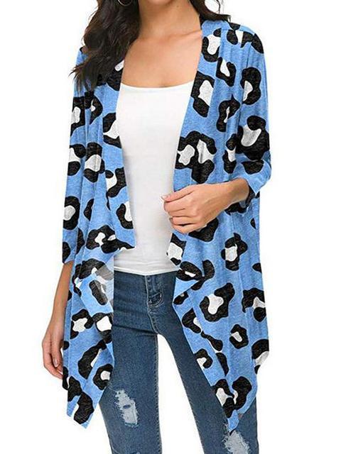 3/4 Sleeve Leopard Print Cardigan-Pinkami