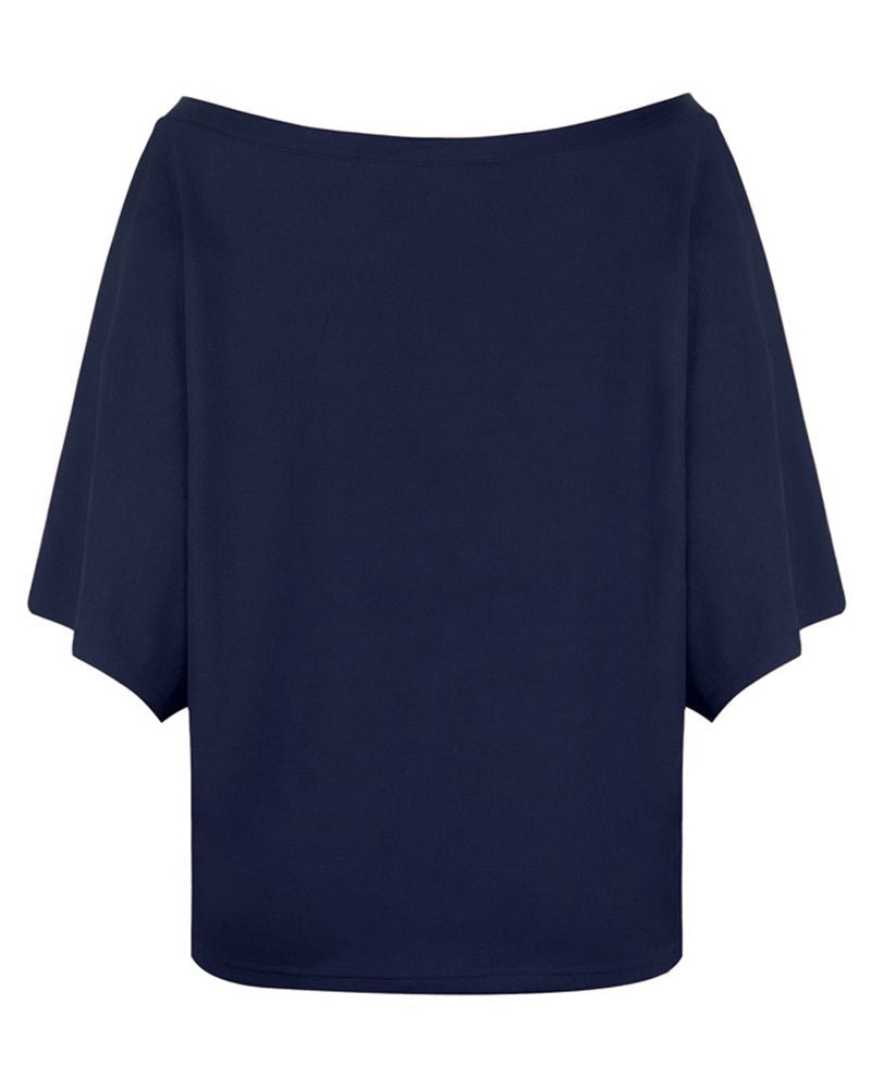 Anchor Print Half Sleeve Off Shoulder T-Shirt-Pinkami