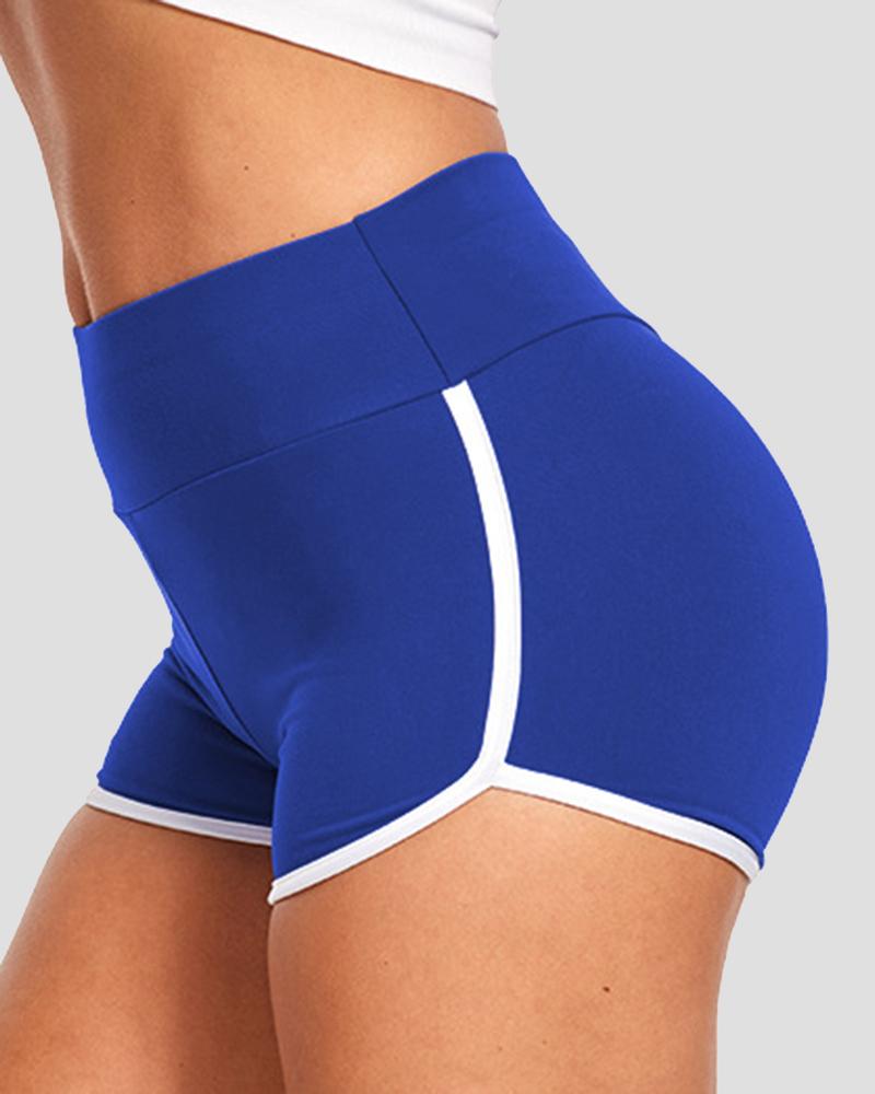 Contrast Binding Scrunch Butt Sports Shorts-Pinkami