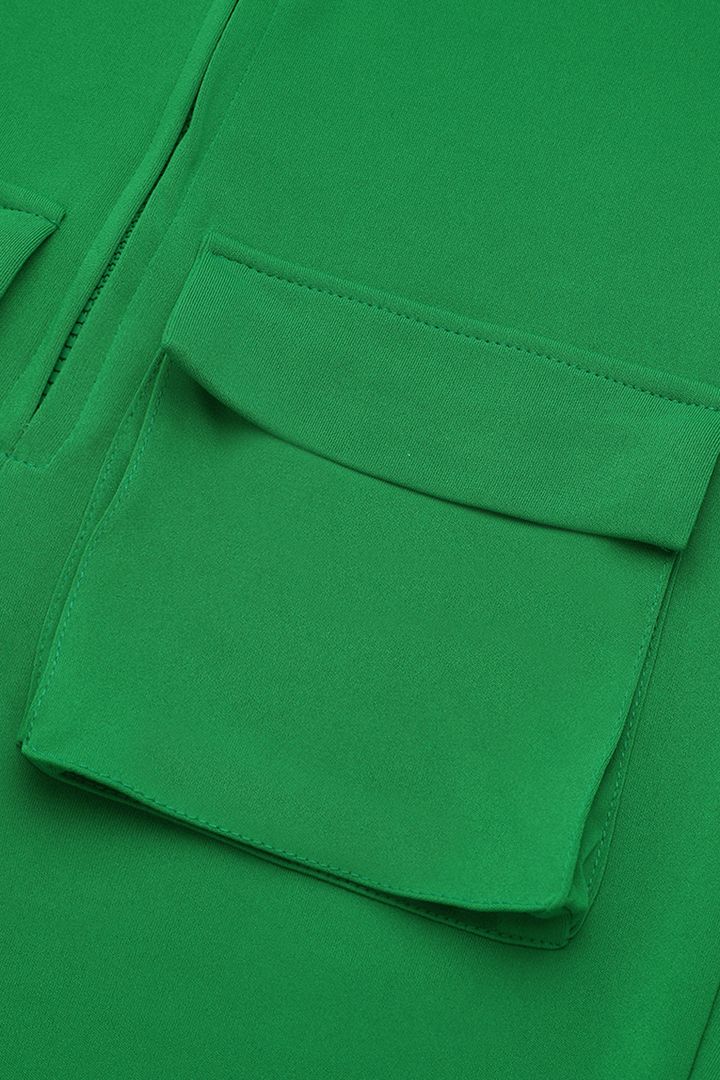 Patched Flap Pocket Zip Front Casual Jumpsuit