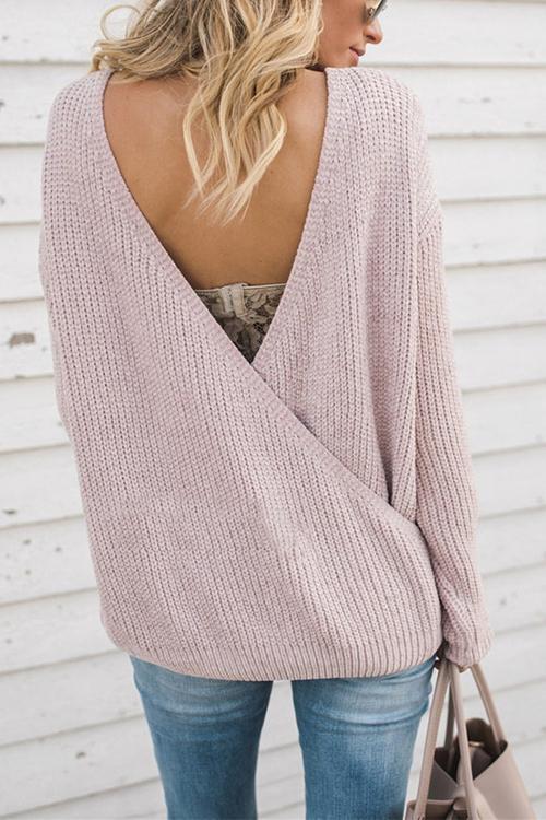 New Loose Large Size Two-sided Stitching Sweater-Pinkami
