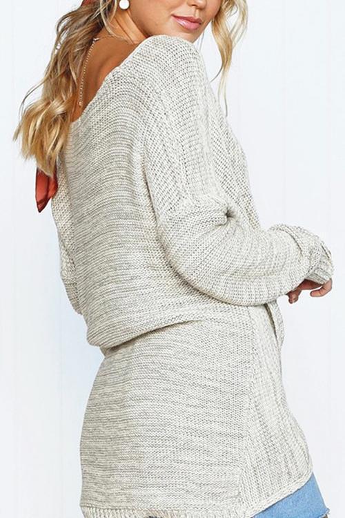 Lrregular Stitching Design Sweater-Pinkami