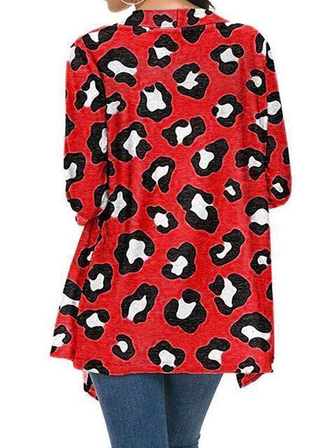 3/4 Sleeve Leopard Print Cardigan-Pinkami