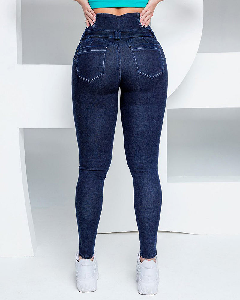 Tummy Control Butt Lifting High Waist Skinny Jeans-Pinkami
