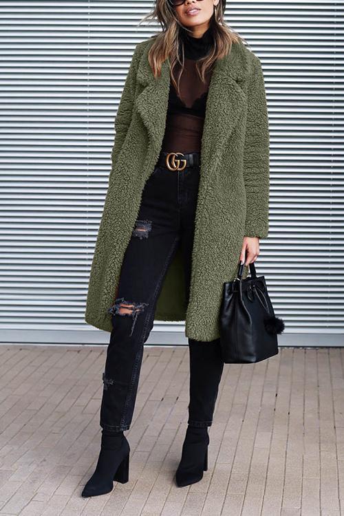 Casual Lapel Pocket Long Coat-Pinkami