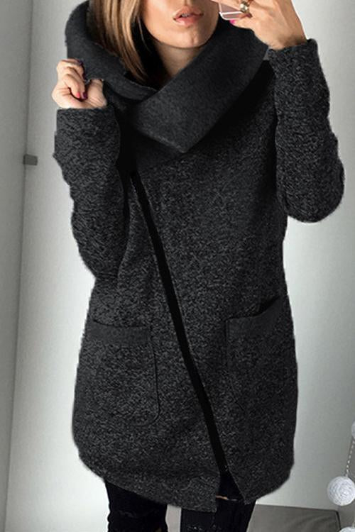 Casual Side Zip Coat Jacket Coat-Pinkami