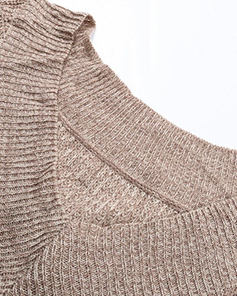 Drop Shoulder Oversized Sweater-Pinkami