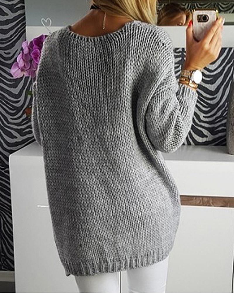 Solid Chunky Knit Open Front Sweater-Pinkami