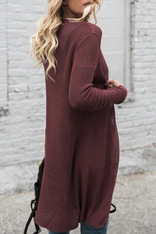 Solid Color Long Loose Sweater-Pinkami