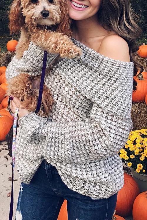 Unique Casual Openwork Sweater-Pinkami