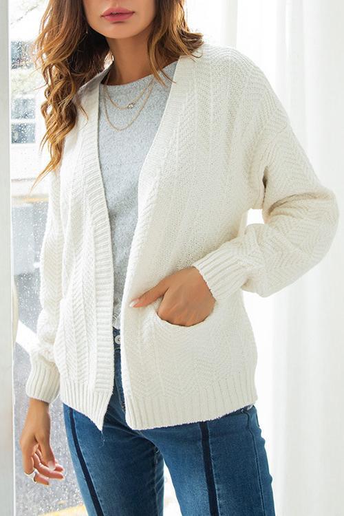 Casual Knit Cardigan-Pinkami