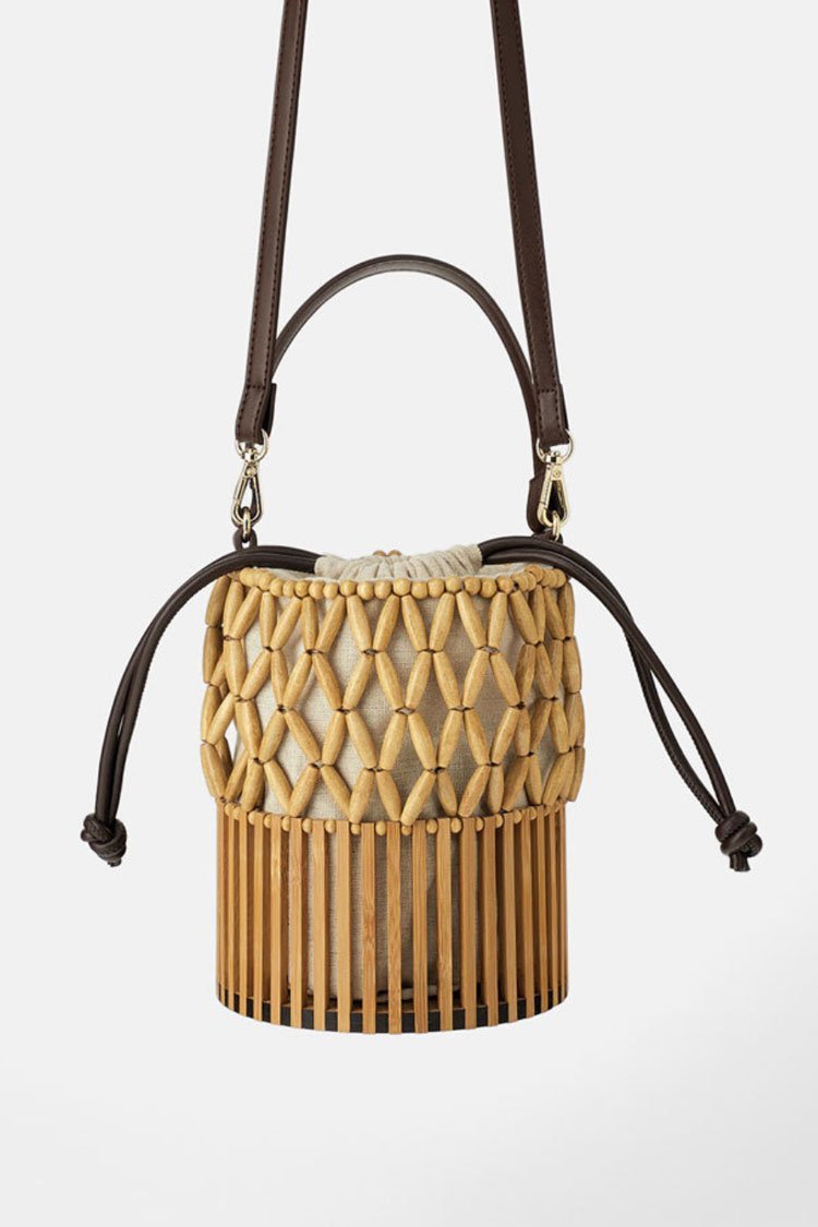 Beach Natural Handmade Bamboo Basket Bag-Pinkami