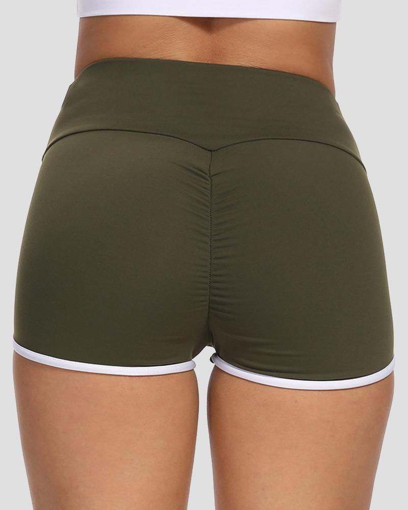 Contrast Binding Scrunch Butt Sports Shorts-Pinkami