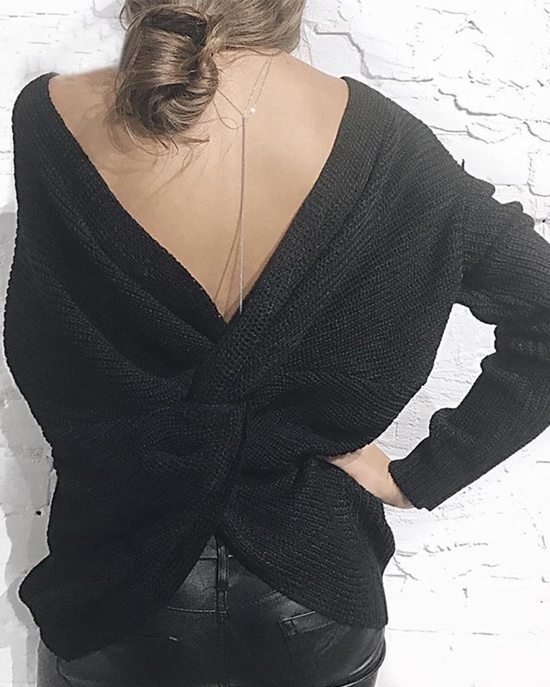 Chunky Knit Twist Drop Shoulder Sweater-Pinkami
