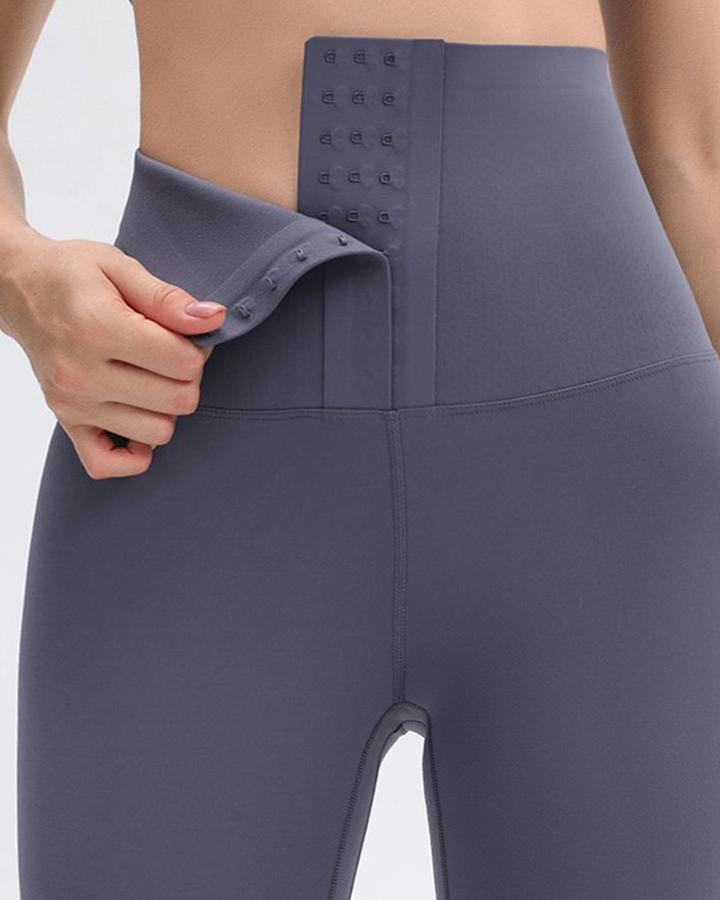 Steel Boned High Waist Form Fitting Sports Shorts-Pinkami