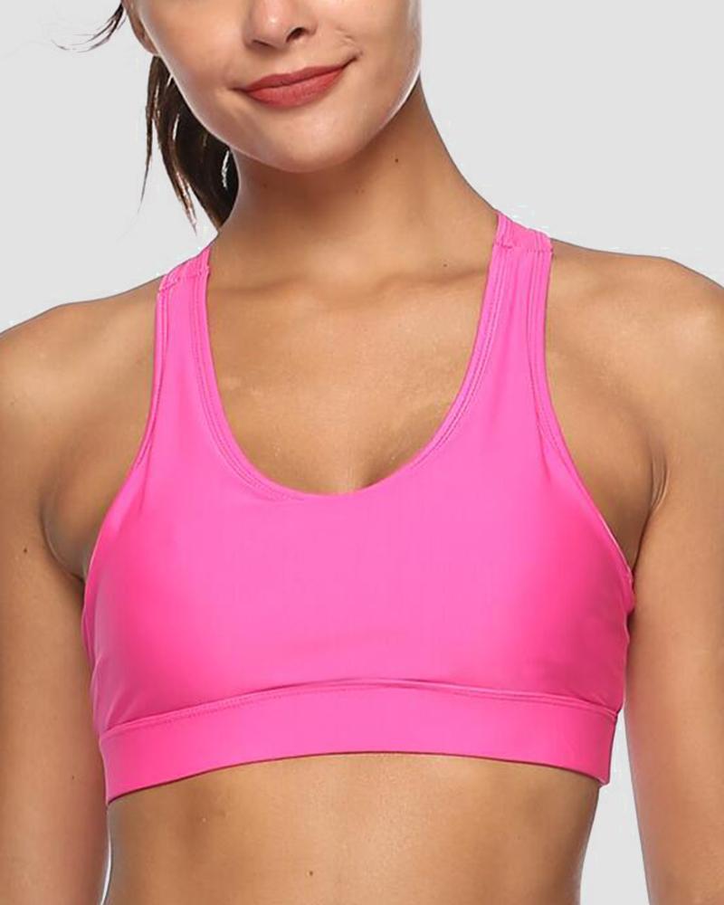 Pocket Decor Cutout Racerback Sports Bra-Pinkami