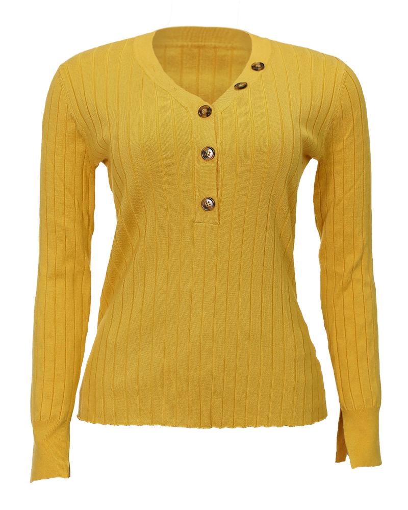 Ribbed Knit Button Up Bodycon Sweater-Pinkami