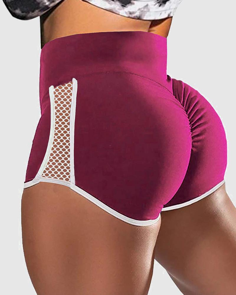 Hollow Out Side Scrunch Butt Sports Shorts-Pinkami