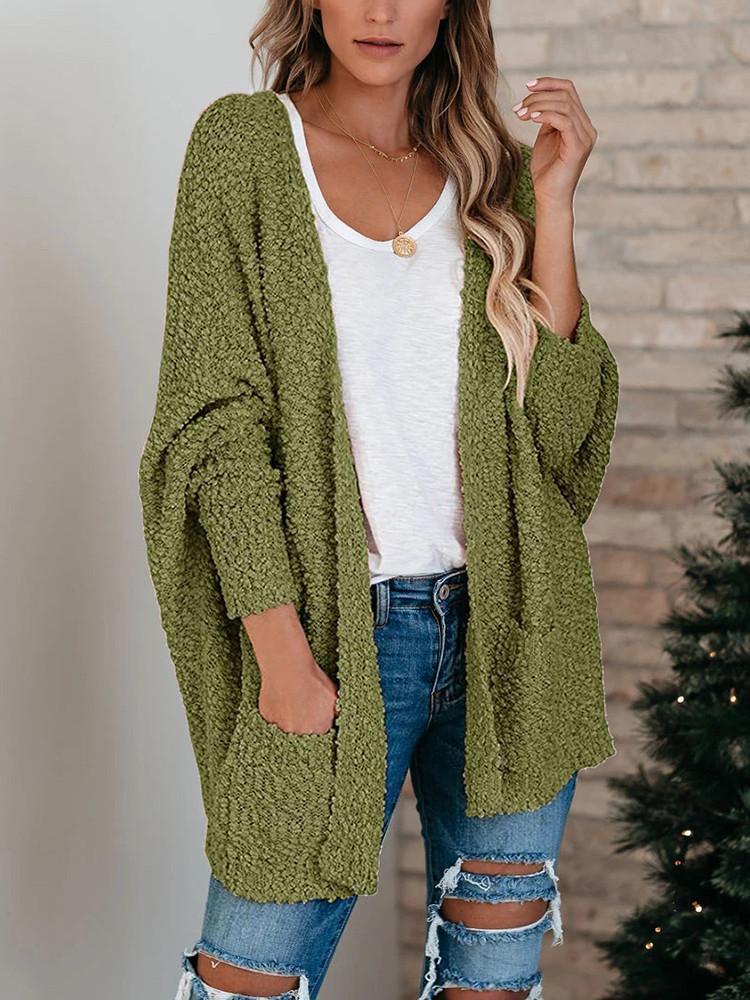Double Pocket Toothbrush Yarn Cardigan-Pinkami